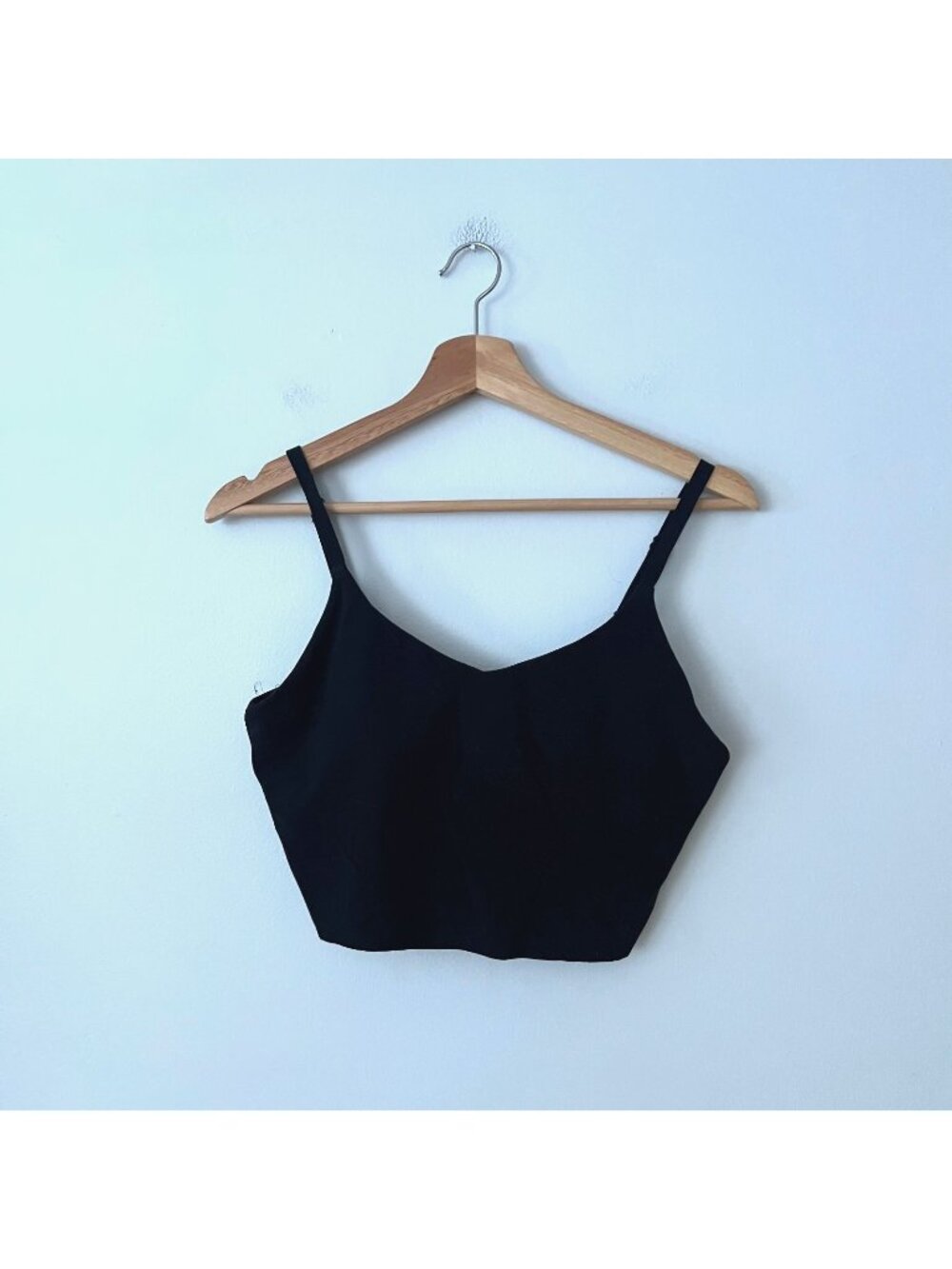 Athleta V-Neck Black Crop Bra Tank Top Women's Size Medium